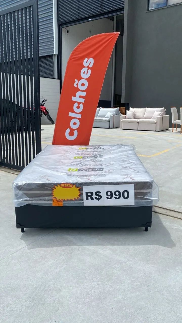 Cama box +  Colchão de Molas Ensacadas casal 1,38