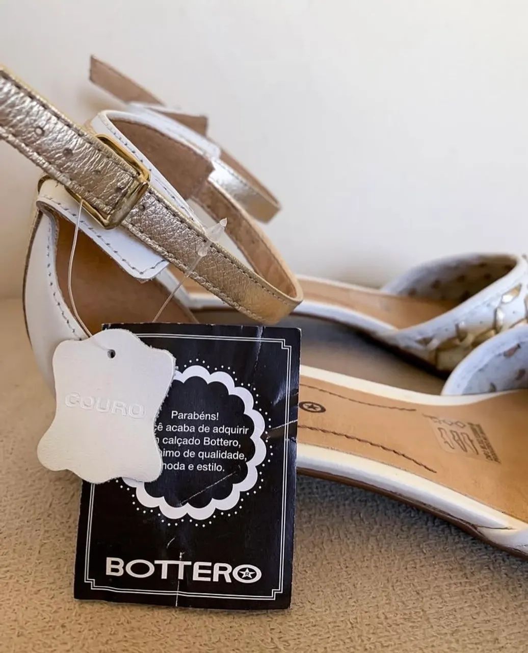 Sapatilha off White de couro - Bottero  - Foto 2