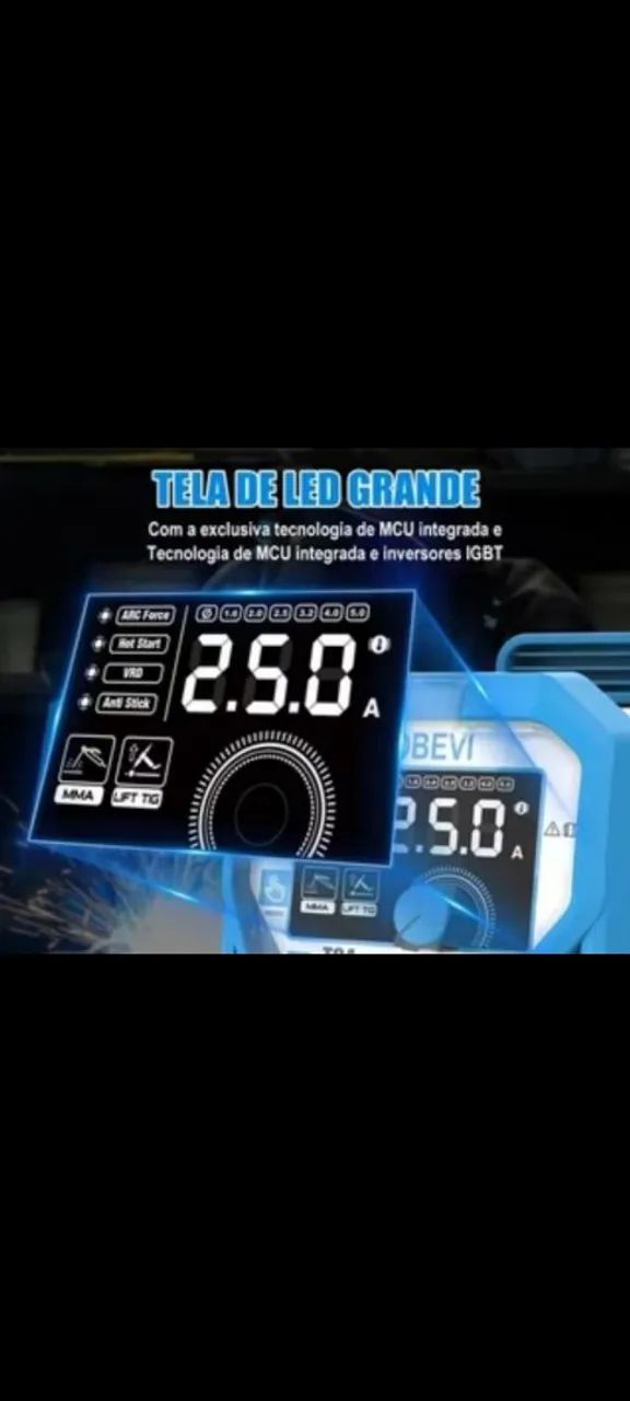 Máquina solda Inverter 250A IGBT Dobevi? Tensões Duplas (110?220V)? Tela HD? Vento - Foto 2