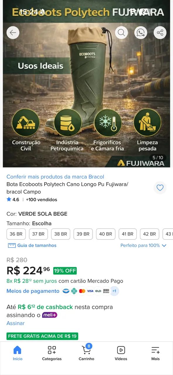 Bota Ecoboots Cano Longo Bracol N41 - Foto 4