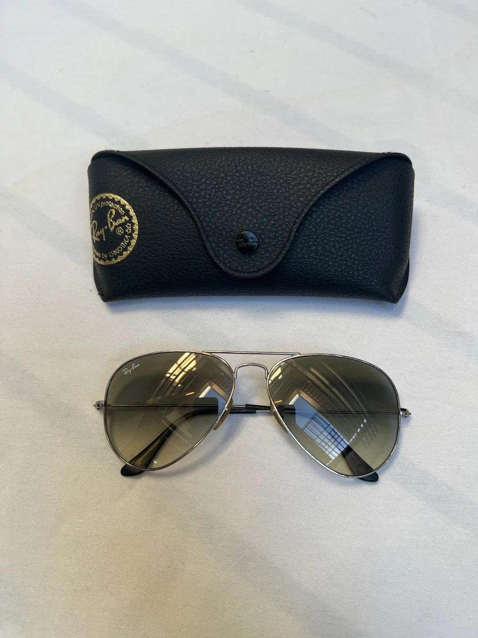 Óculos de Sol Ray-Ban Aviator Large Prata Lente Verde (Original) - Tam 62 - Foto 5