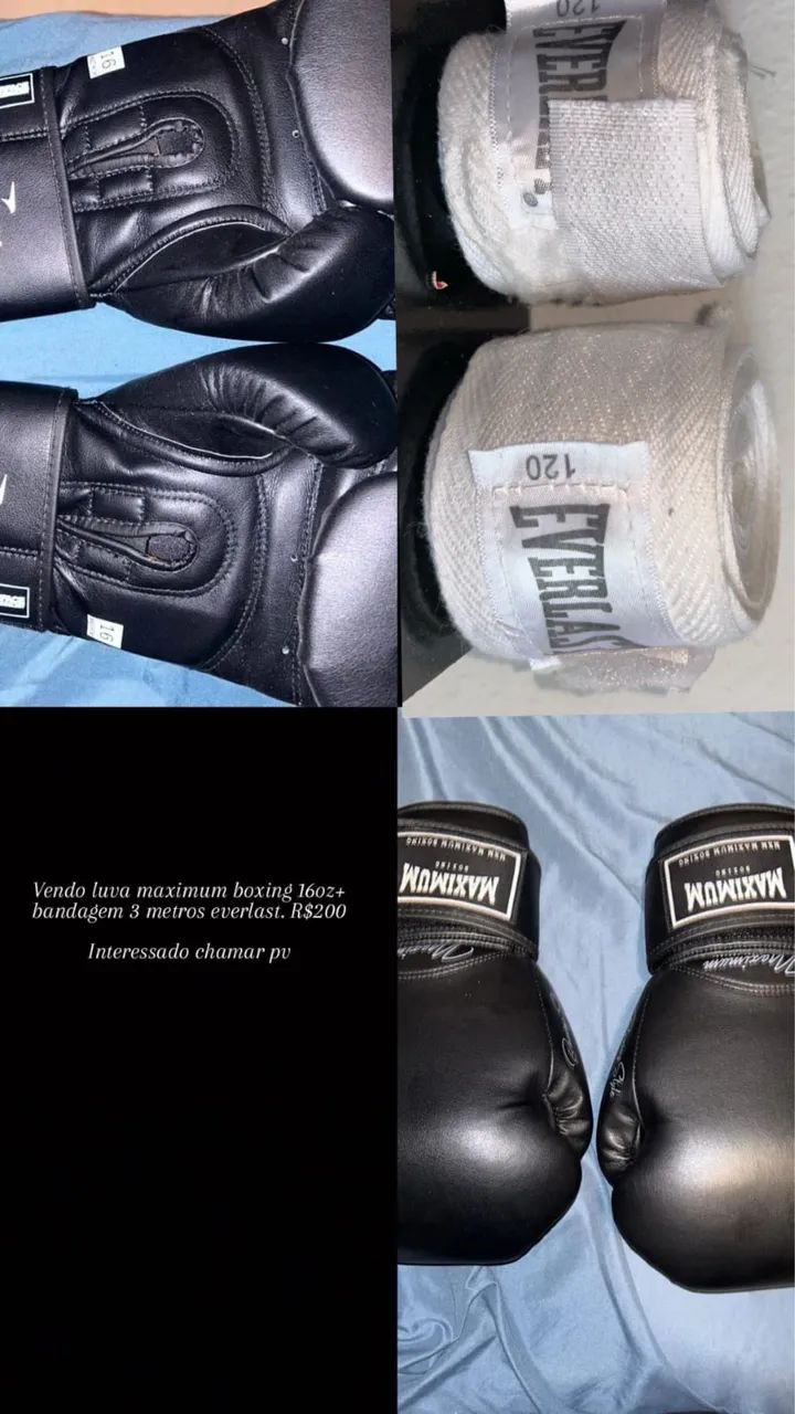 Luva maximum boxing 16oz + bandagem 3 metros everlast - Foto 3