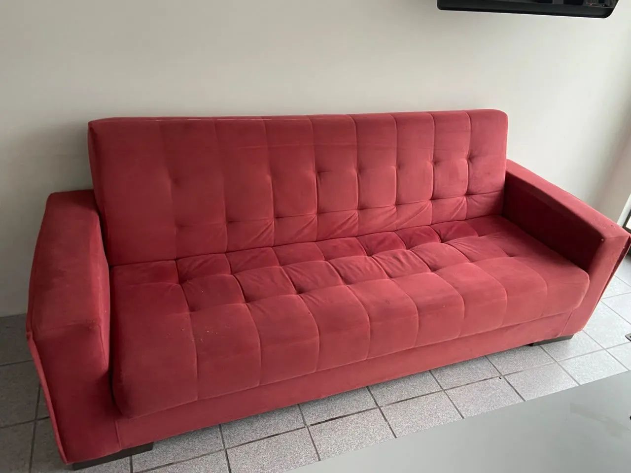 Sofá cama reclinável vermelho de 3 lugares