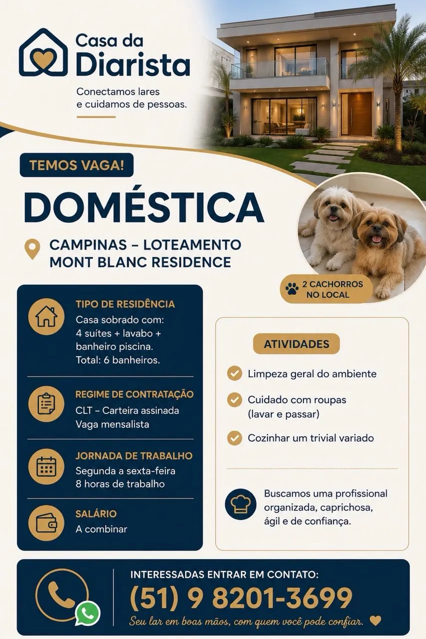 Vaga de Doméstica em Campinas - Foto 2