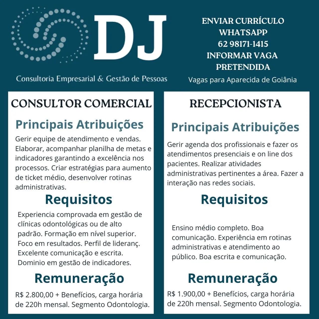 Contrato para área de Recepção e comercial
