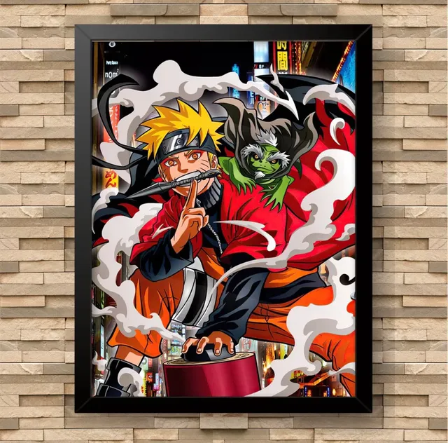 Quadro Decorativo Mosaico 3 peças Anime Naruto Personagens Sasuke