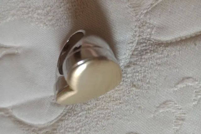anel coração prata e dourado - Foto 3