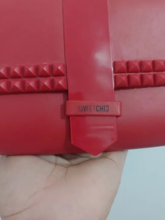 bolsa plástica da sweetchic na cor vermelho  - Foto 2