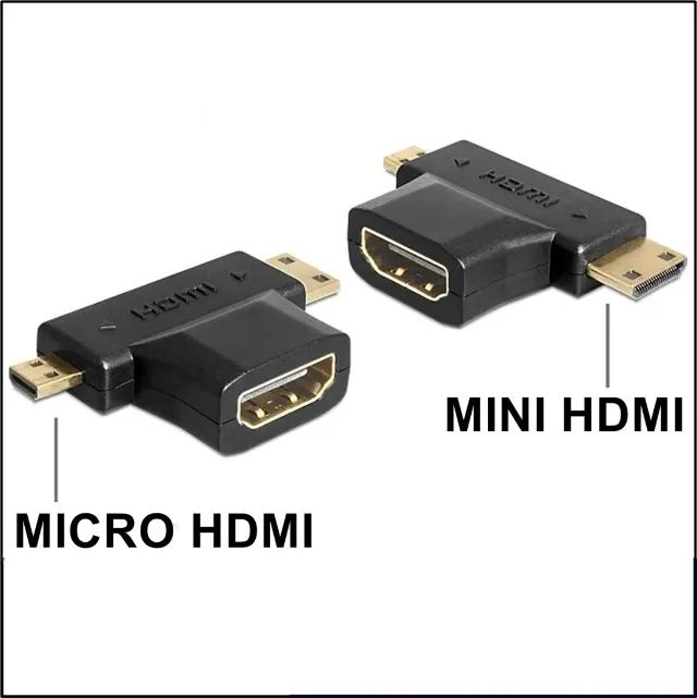 Conversor Adaptador 2 Em 1 Hdmi Para Micro Hdmi E Mini Hdmi - Foto 4