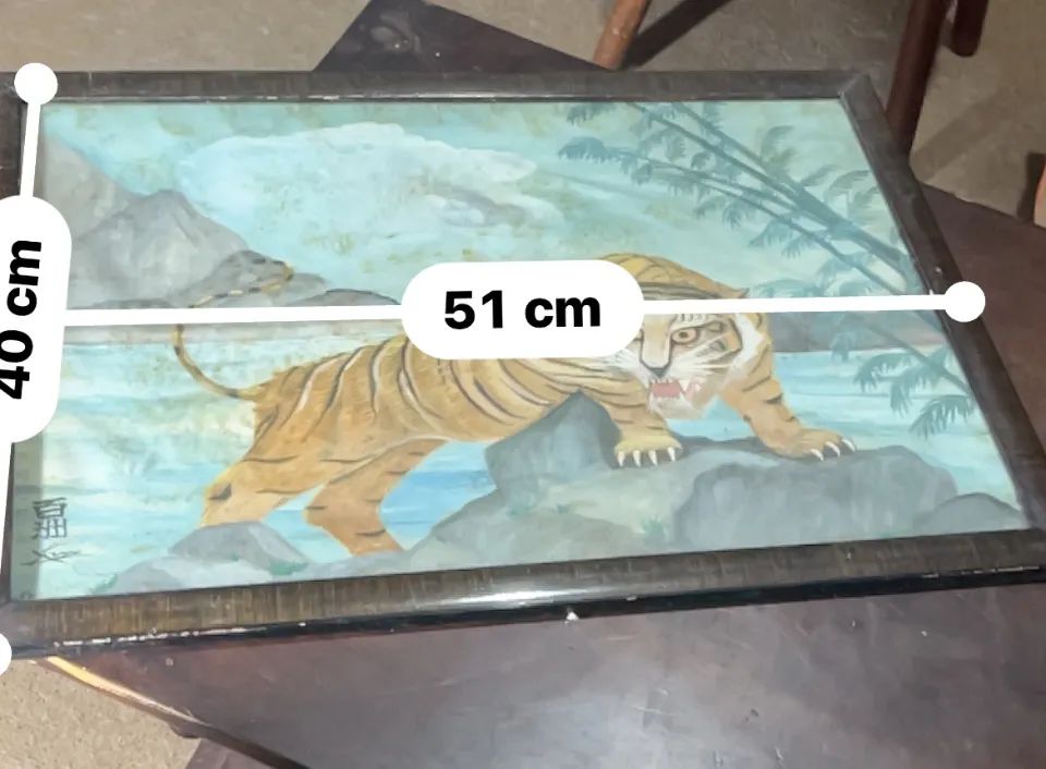 Quadro antigo tigre chinês  - Foto 5