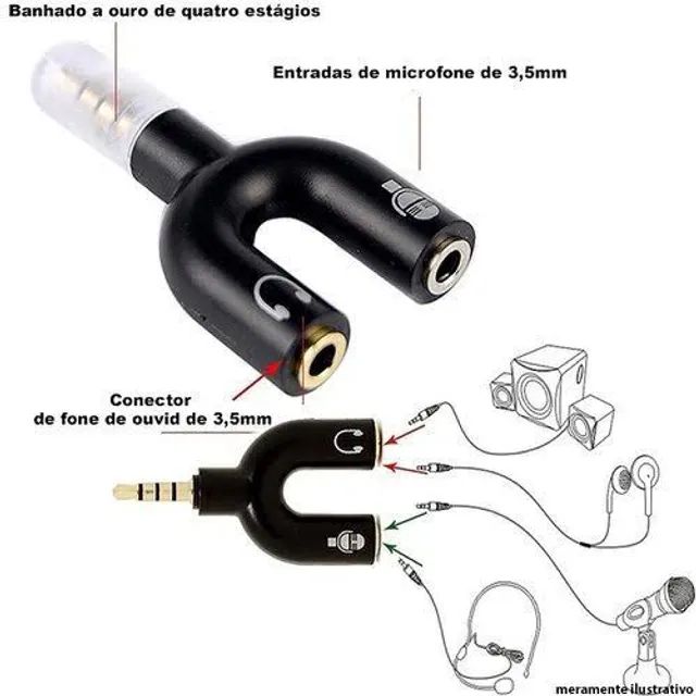 Adaptador Duplo Splitter P2xP3 3,5mm - Foto 3
