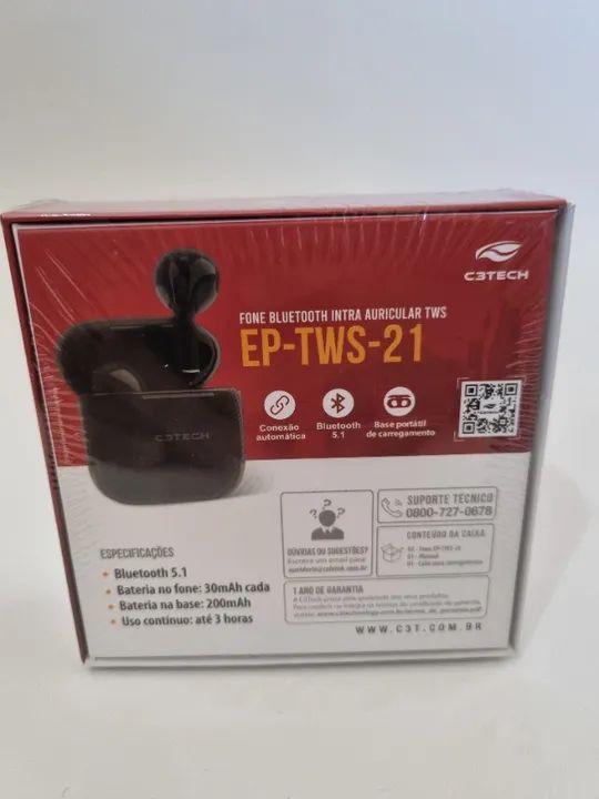 Fone Sem Fio Bluetooth 5.1 Intra Auricular c3tech - Foto 2