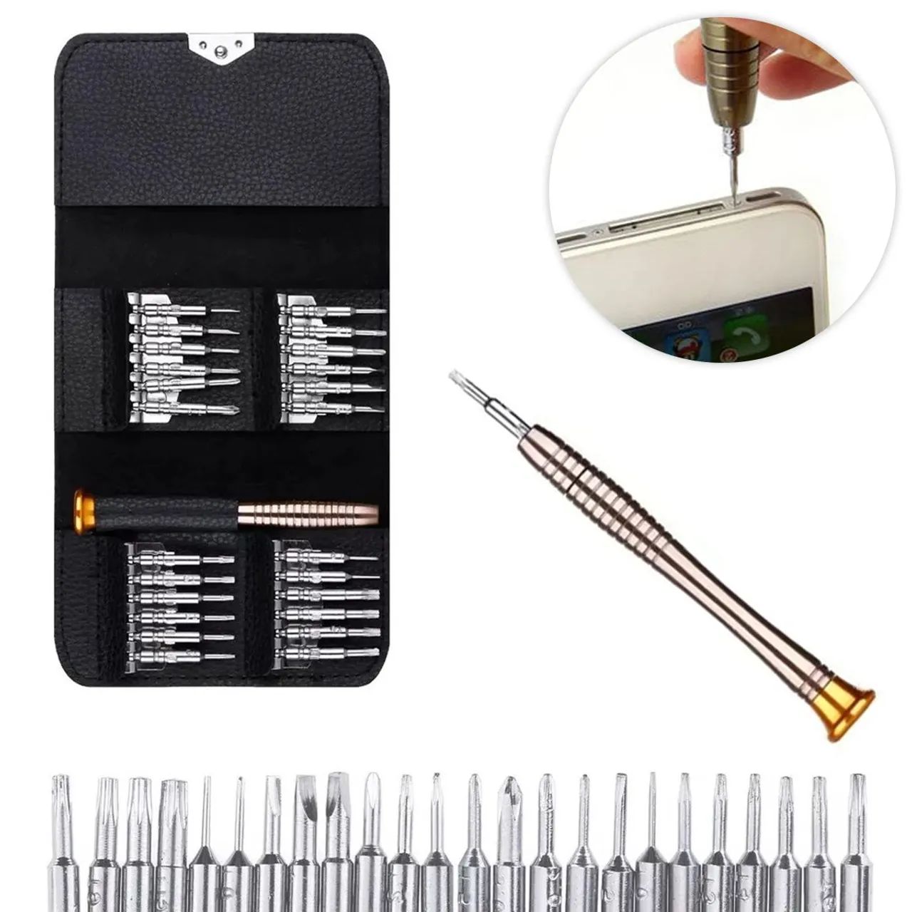 Jogo De Chaves De Precisão 25 Peças Aço Manutenção Celular Eletrônicos Notebook 