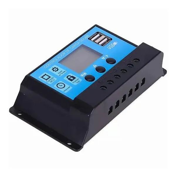 Controlador de Carga de Painel Solar LCD 10A/12V/24V PWM com 2 Portas USB  - Foto 4