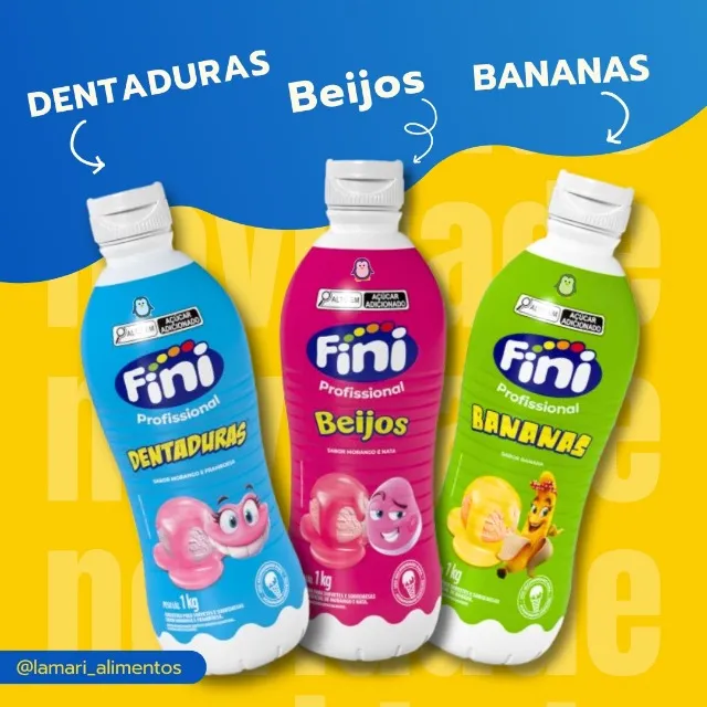 Coberturas Fini - Sabor Beijos, Banana e Dentadura