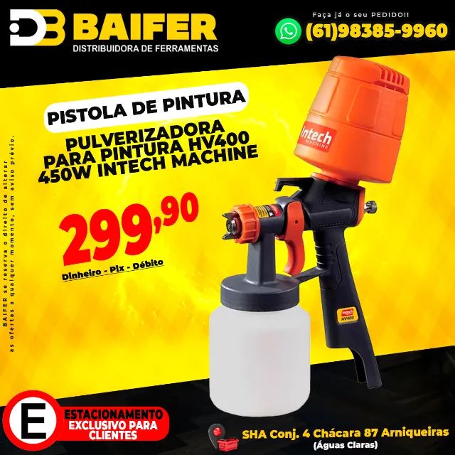 Pistola Pulverizadora Para Pintura HV400 450W Intech Machine