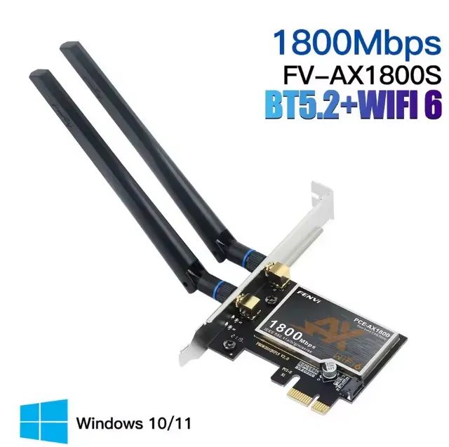 Placa de Rede Fenvi Adaptador PCIe WiFi 6 1800Mbps AX1800 BT5.2 Dual Band