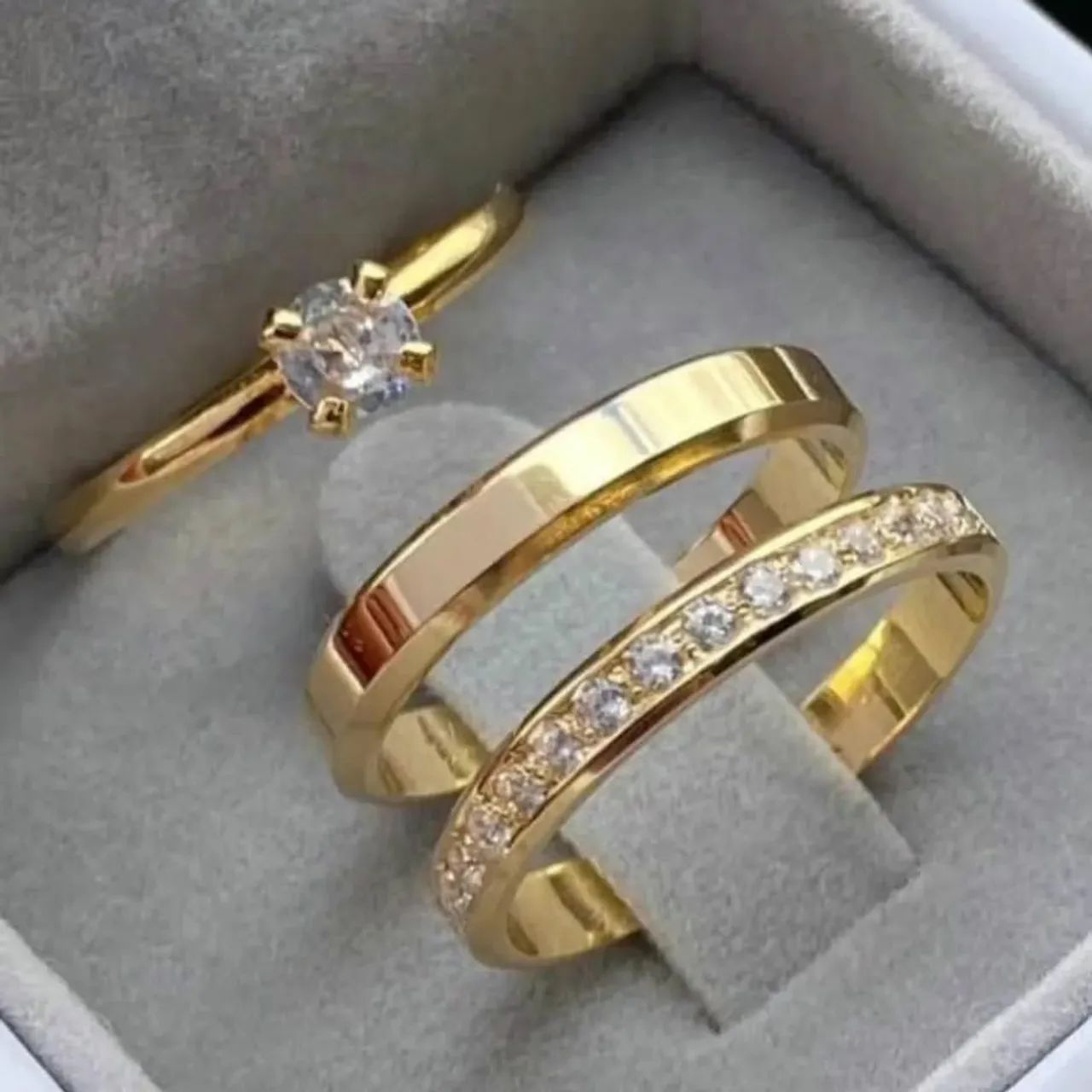 KIT TRIO DE ALIANÇAS NOIVADO E CASAMENTO  - Foto 3