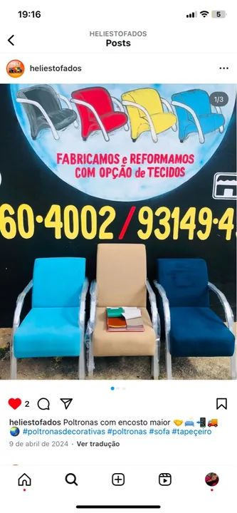 Poltronas com encosto maior  e encosto padrão - novas