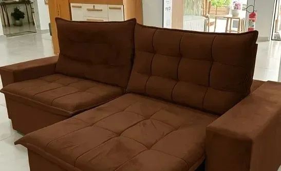 Sofá retratil e reclinavel Londrina marrom - Foto 5