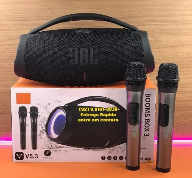Caixa de Som Bluetooth Boombox JBL 42cm com 2 Microfones sem fio  - Foto 2