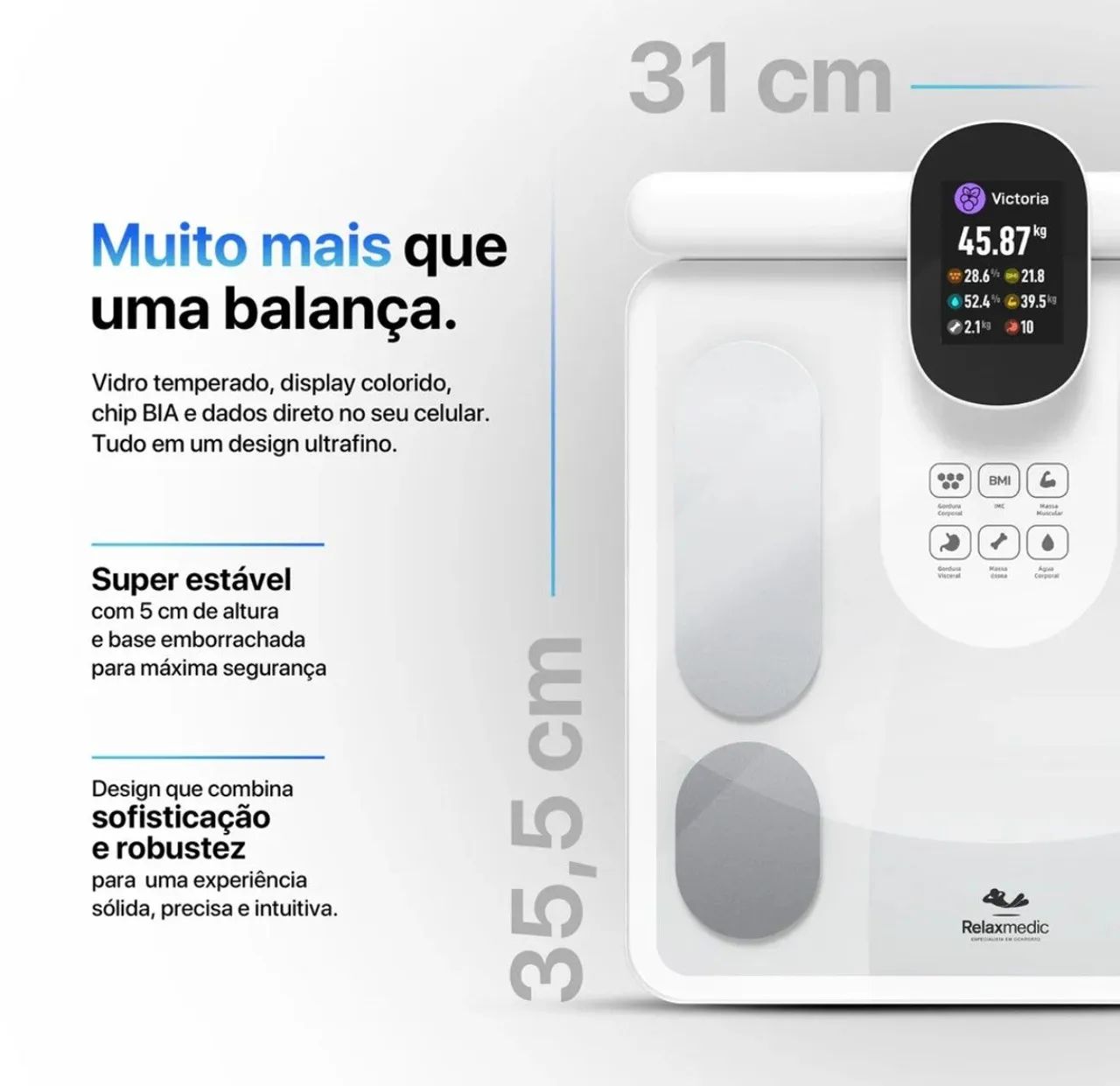 Balança de Bioimpedância Bodyscan Vision Branca  - Foto 2