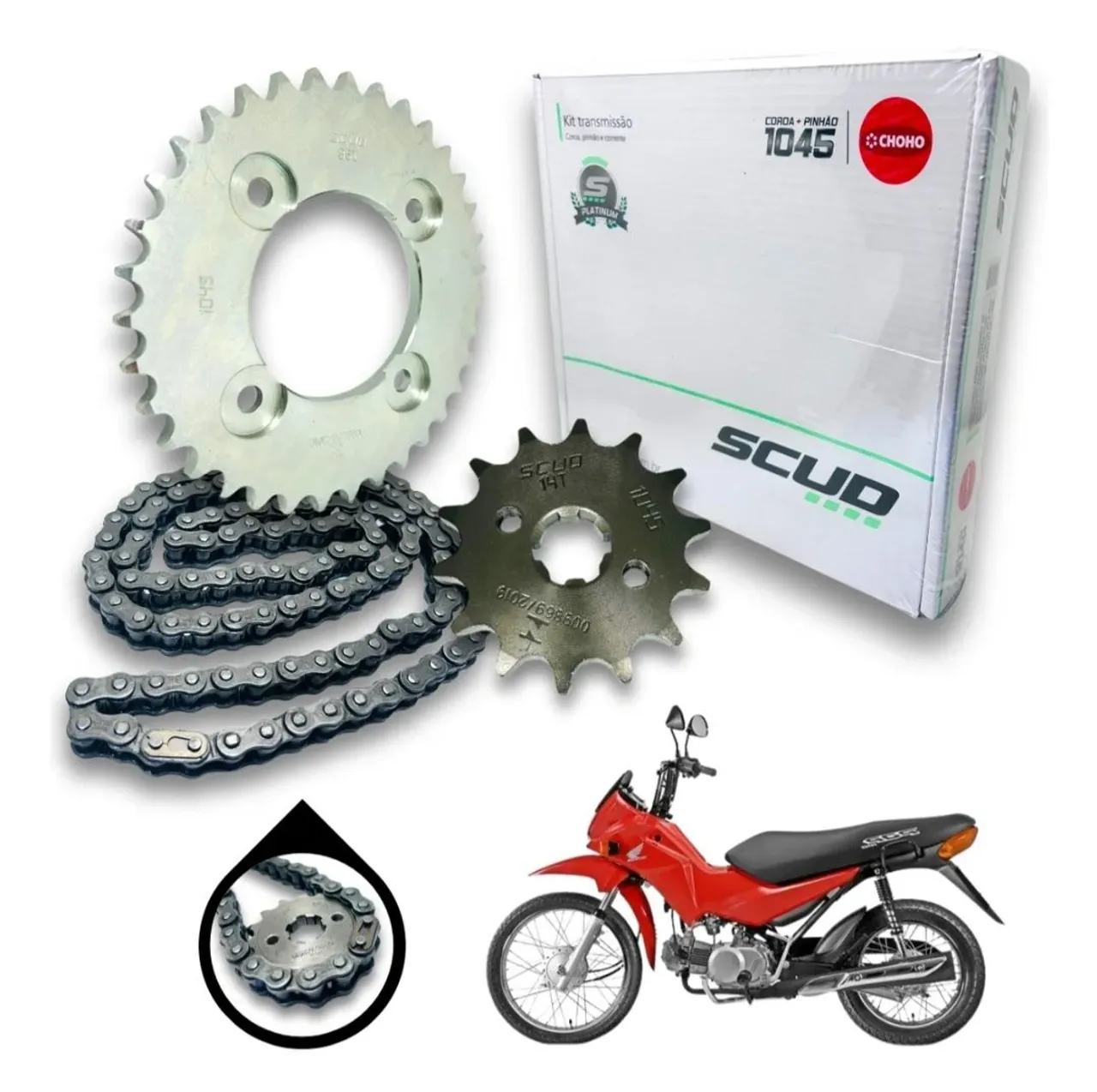 Kit Relação Transmissao Pop 100 2007 Até 2015 Scud