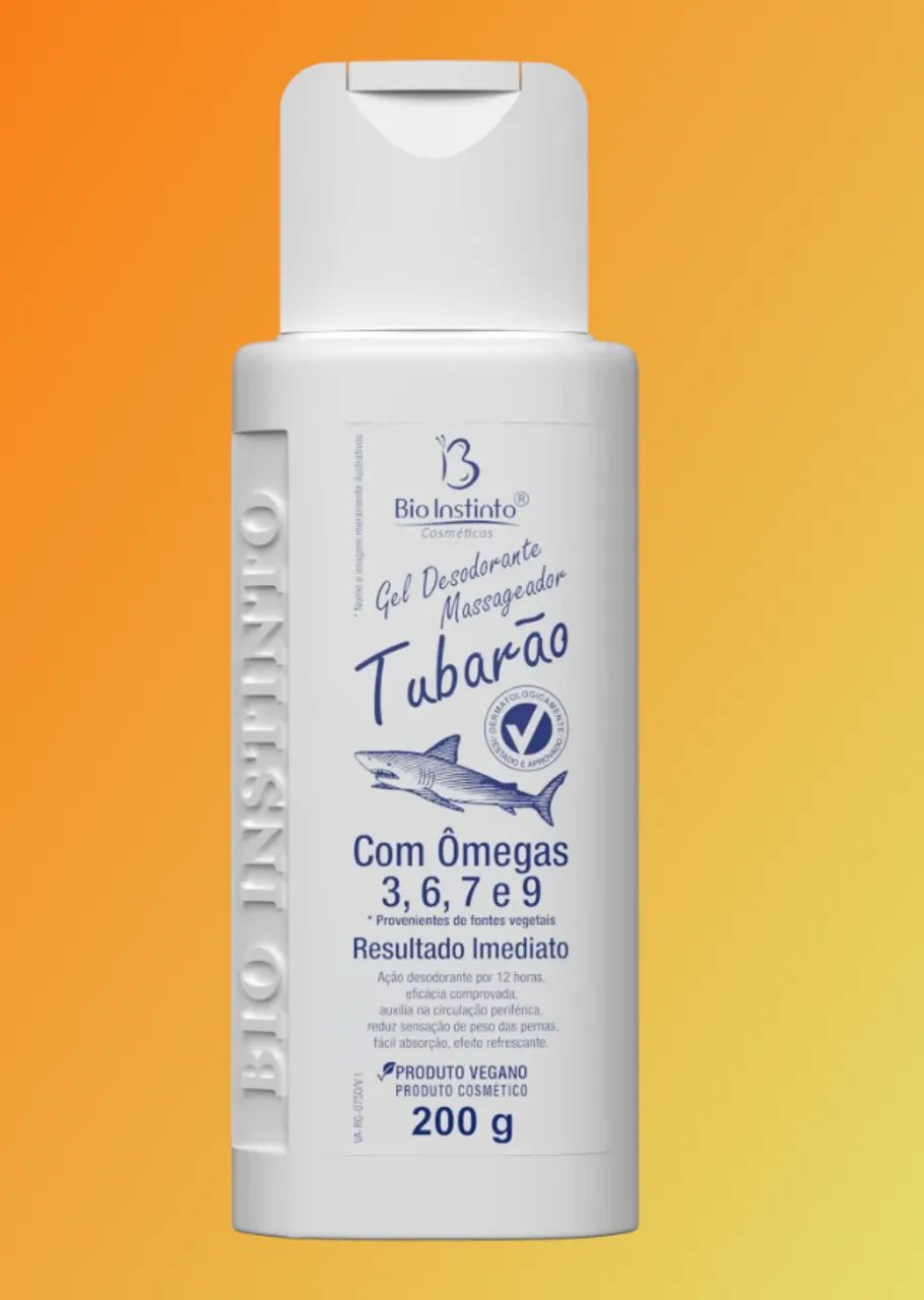 Gel Desodorante Massageador Tubarão com Ômegas 3 6 7 e 9 200g