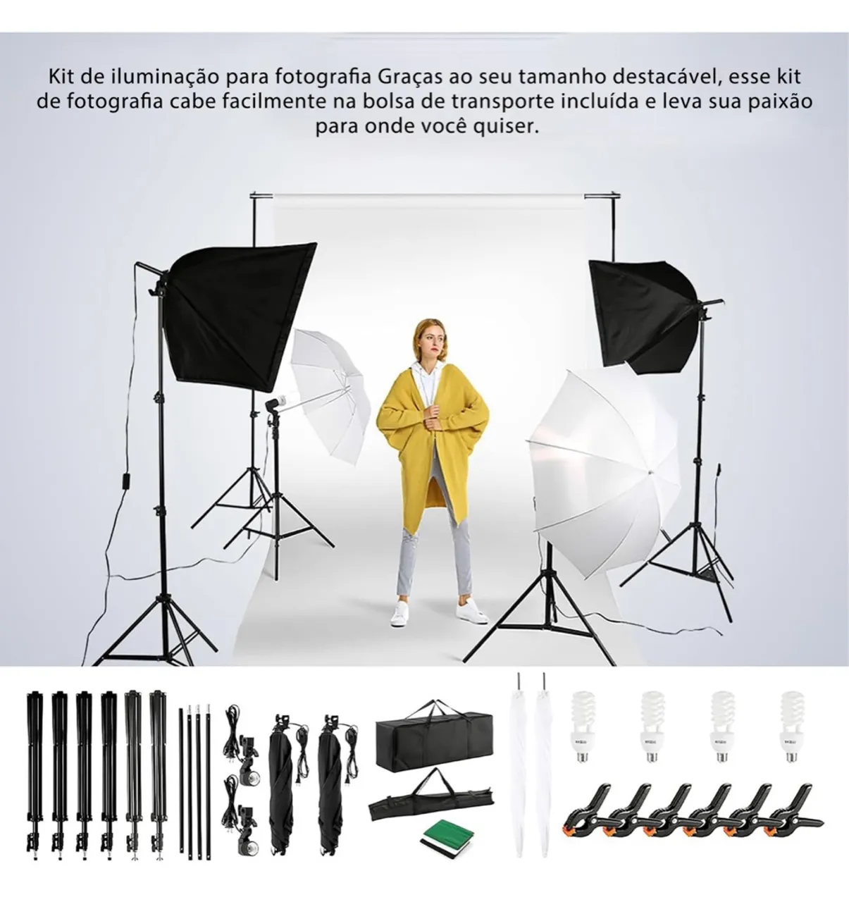 Kit de Iluminação Fotográfica Completo e Portátil - Leve sua Paixão