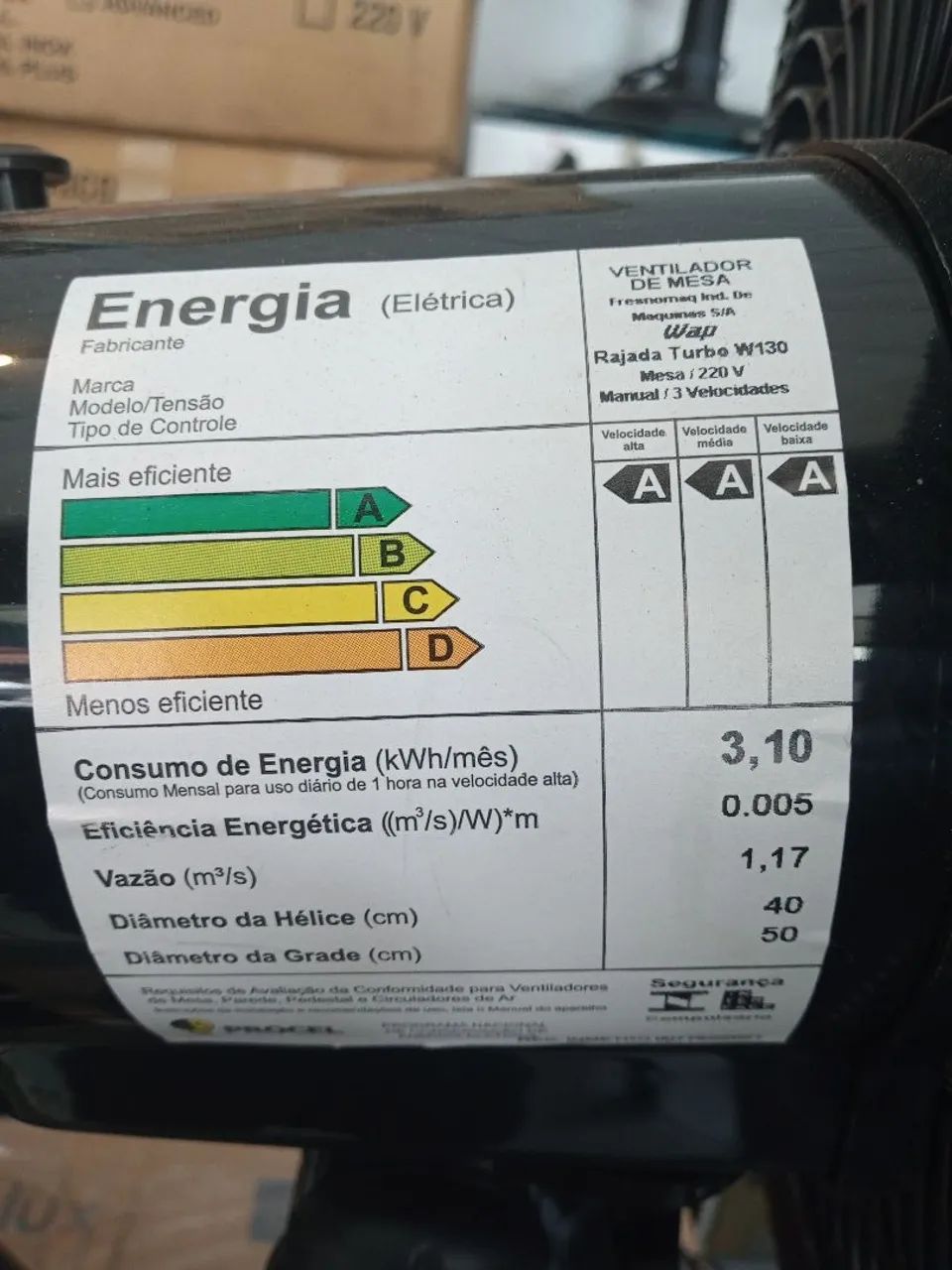 VENTILADOR 50 CM 5 PÁS WAP RAJADA TURBO W130 MESA - Foto 3
