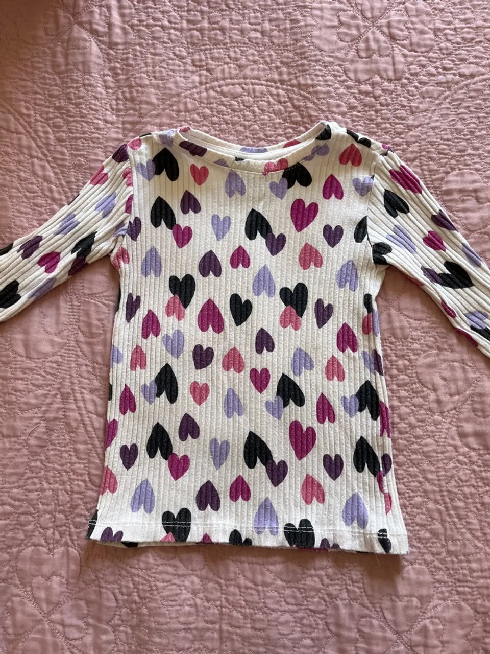 Blusa Infantil Canelada Estampada Corações