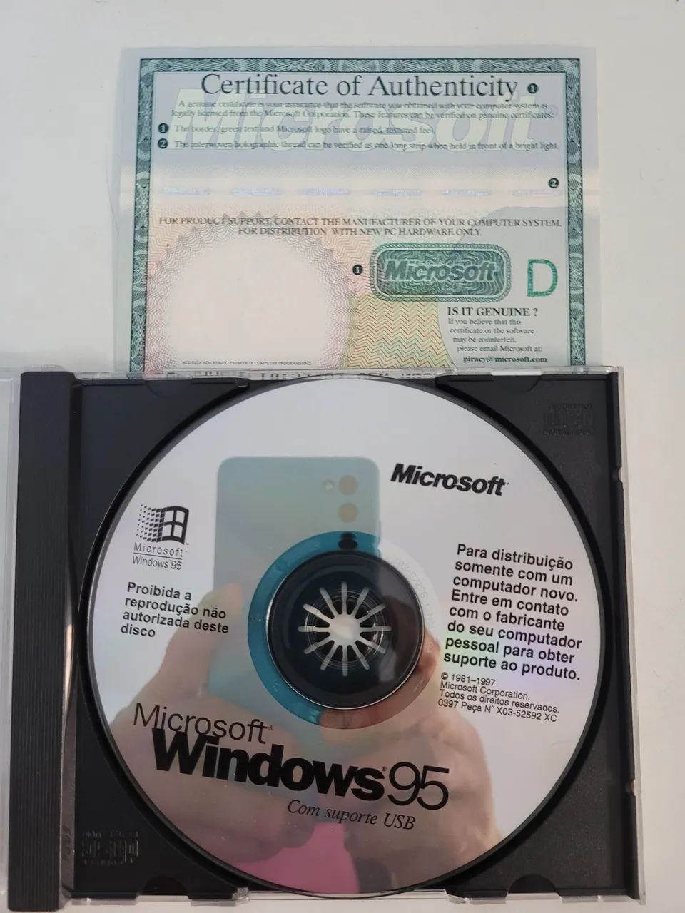 CD Original Microsoft Windows 95 com certificado de autencidade