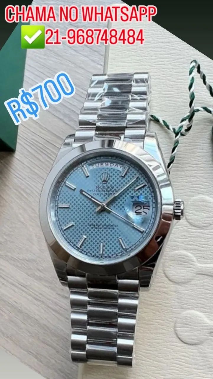 Relógio ROLEX AUTOMÁTICO  - MODELO DAY DATE AZUL BEBÊ