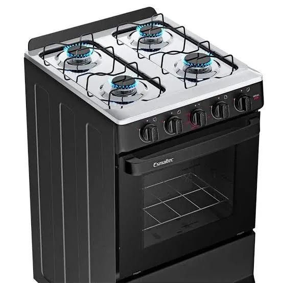 Fogão 4 Bocas Esmaltec Preto Ideal Pop