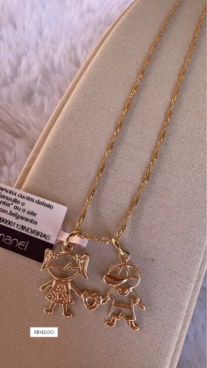 Pingente casal Rommanel folheado a ouro 18k