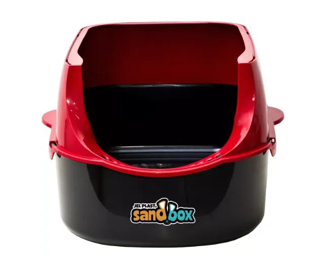Caixa de Areia Para Gatos Vermelha Furba Sandbox Com Comedouros e Pazinha - Jel Plast - Foto 3