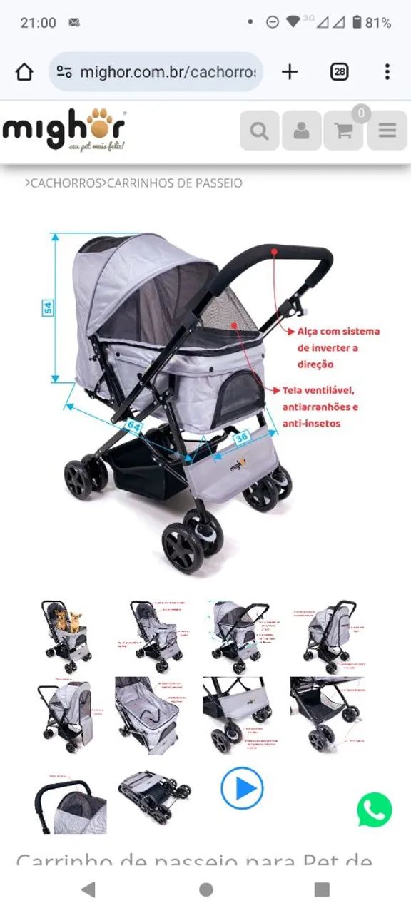 Carrinho de passeio para Pets - Foto 6