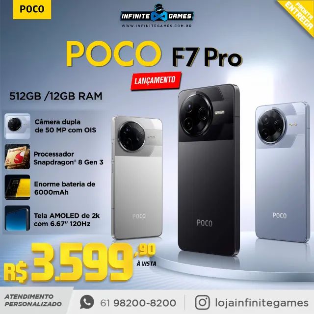 Poco F7 Pro 512GB/12GB Lançamento! Com Snapdragon 8 Gen 3! Pronta-entrega! Parcelamos 18x!