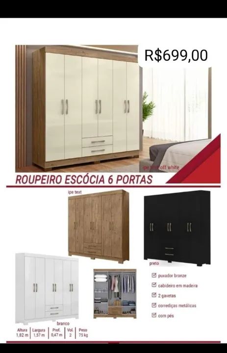 Guarda-Roupas Escócia 6 Portas - R$699,00
