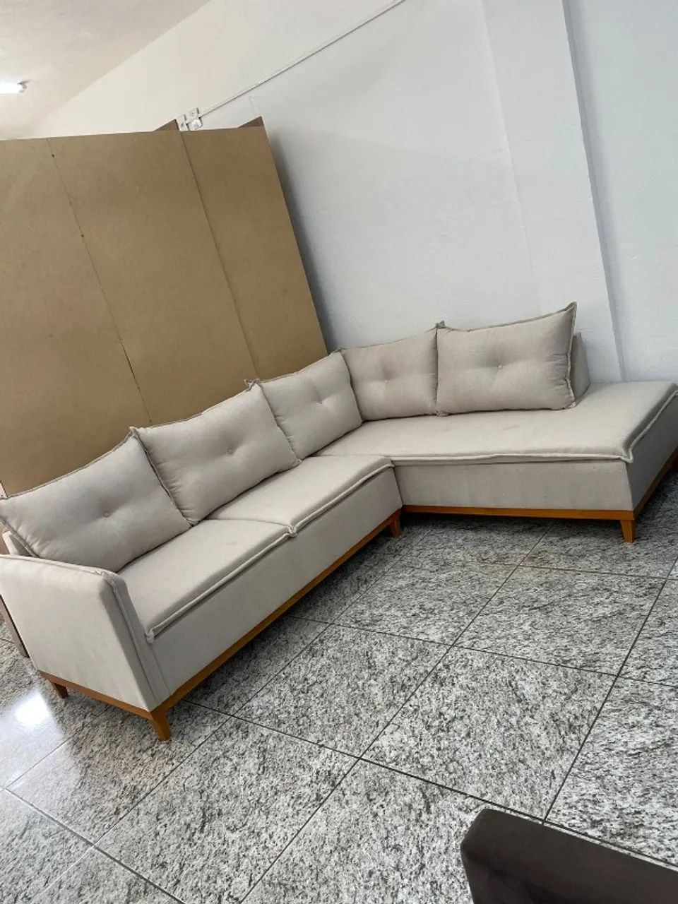 SOFA DE CANTO TECIDO LINHO 2.00X2.60 MOVEIS NOVOS PRONTA ENTREGA