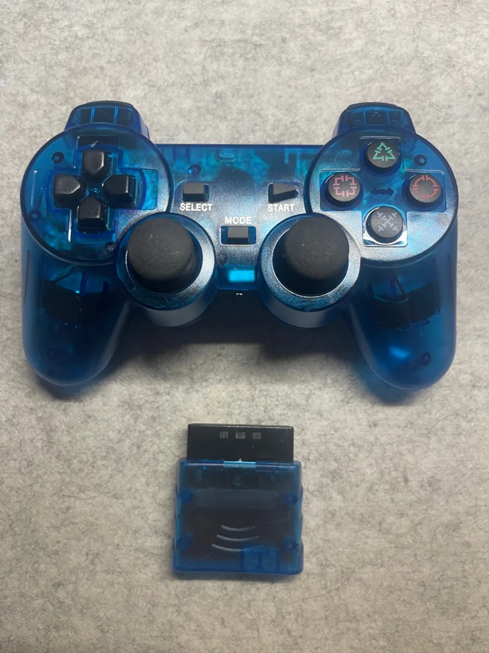 Controle sem fio translúcido para Playstation 2