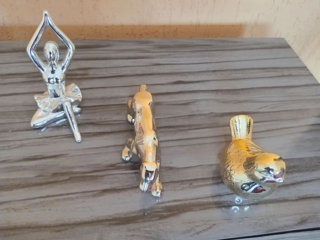 3 Peças Decorativas - Bailarina, Gato e Pássaro