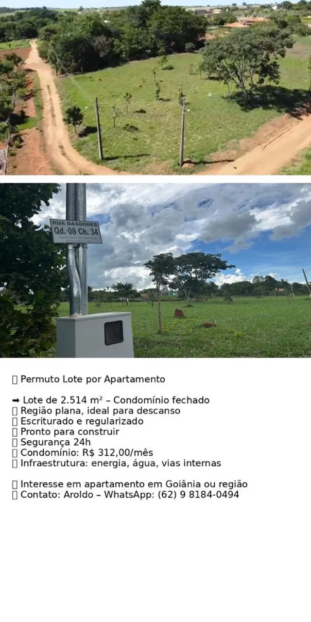 Permuto lote em apartamento