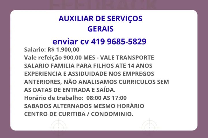 AUXILIAR DE SERVIÇOS GERAIS 