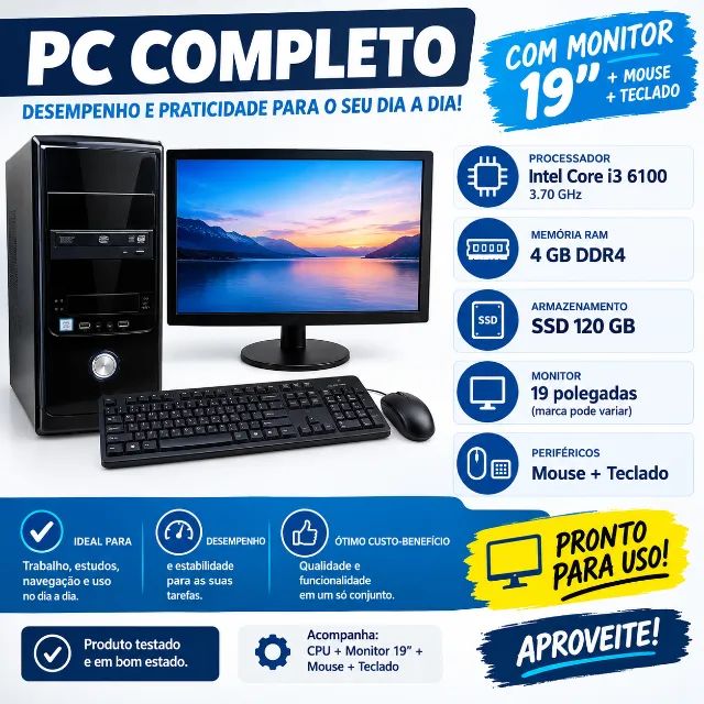 PC COMPLETO - INTEL CORE i3 6100