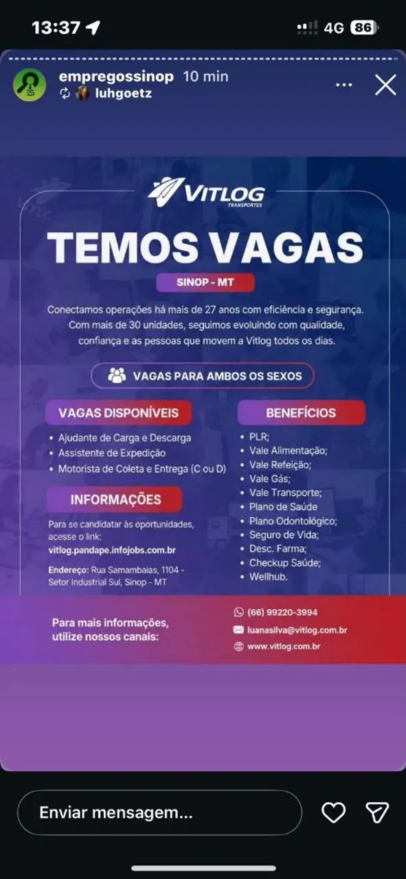 Vagas disponiveis 
