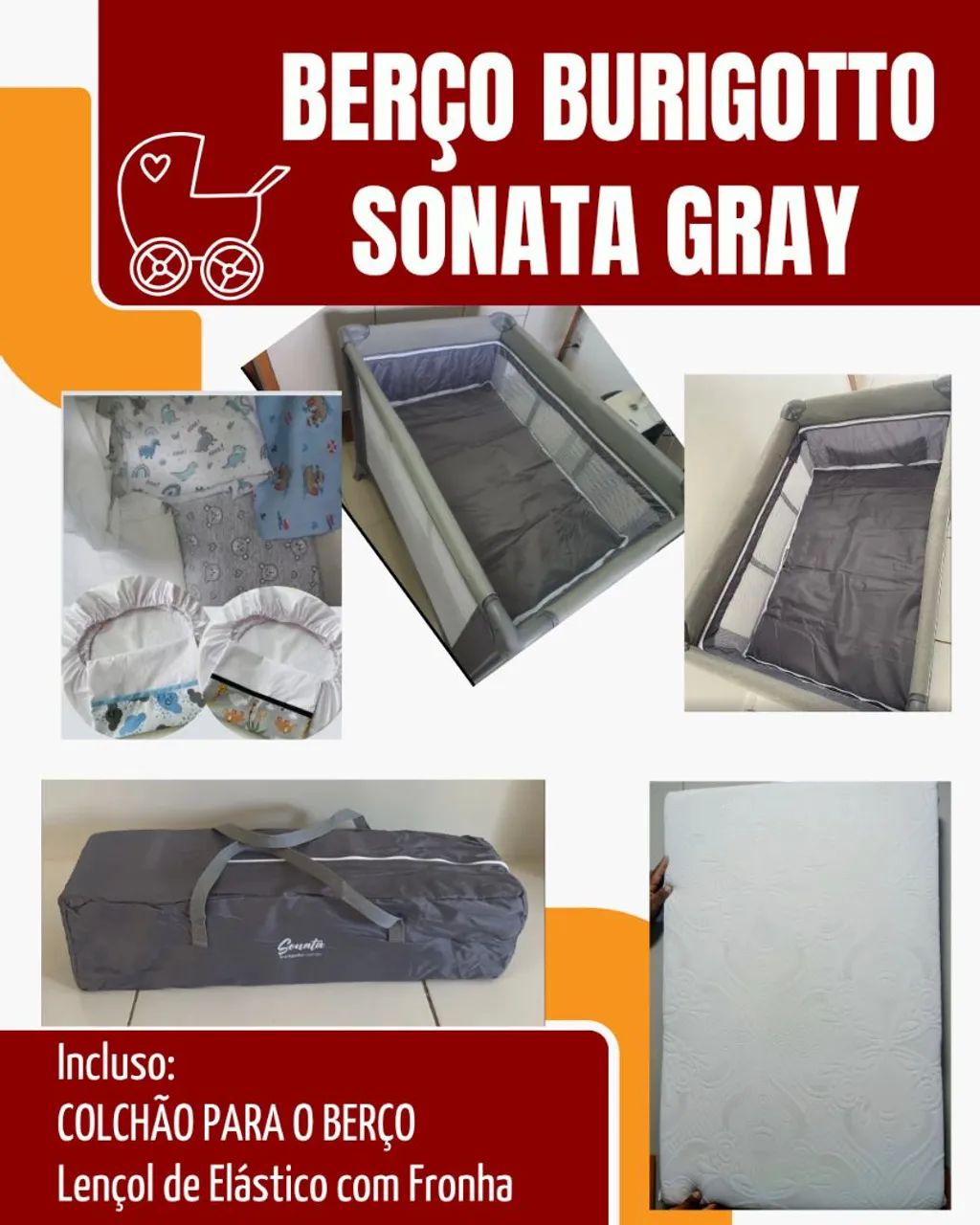 BERÇO BURIGOTTO SONATA GRAY  - Foto 6