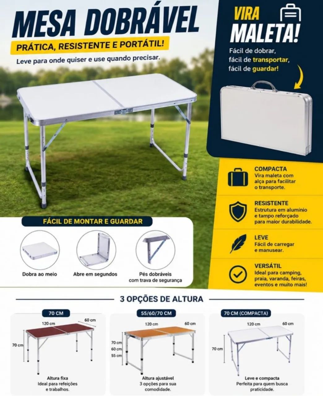 Mesa maleta dobrável 