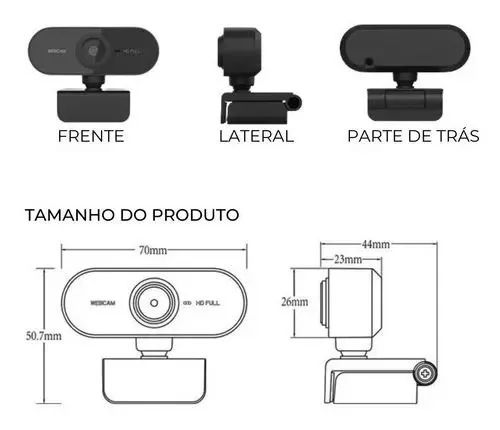 Webcam 1080p Full Hd Câmera Computador Microfone W18 Preto - Foto 2