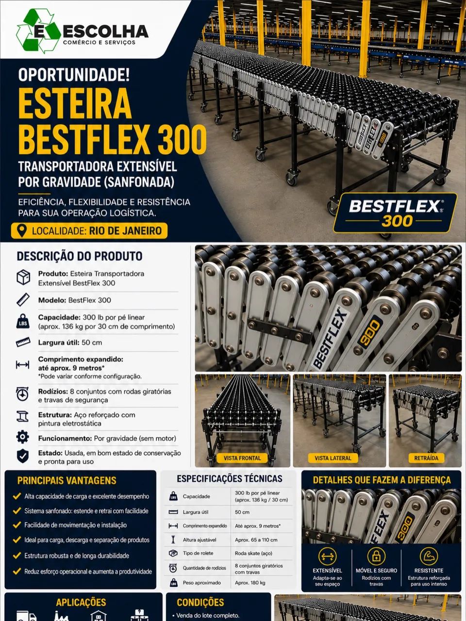 ESTEIRAS LIVRES GRAVITACIONAIS E MOTORIZADAS